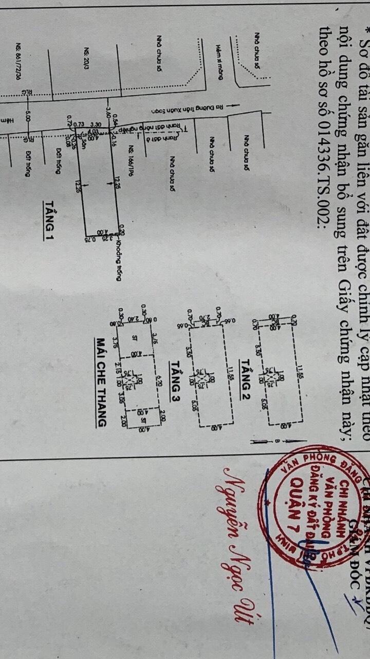 CHỦ đang mắc nợ ngân hàng nên cần bán nhà GẤP GẤP  861/72/Đường trần xuân soạn, phường tân hưng, Q7 (liên hệ 0352161628)