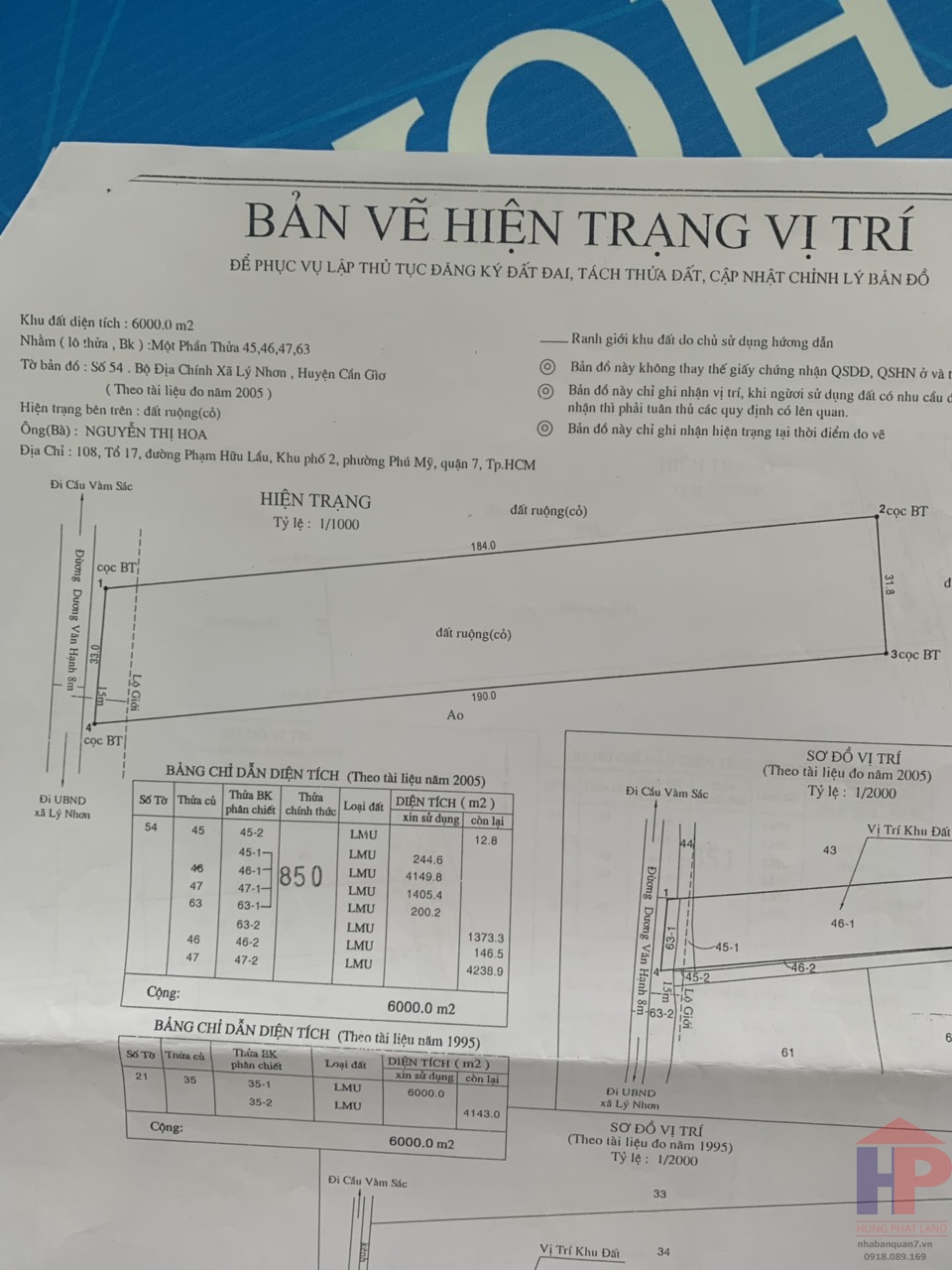 Bán 1 lô duy nhất còn lại mặt tiền Dương Vạn Hạnh, Cần Giờ DT 6000m2 Giá 6.5 tỷ LH 0909477288