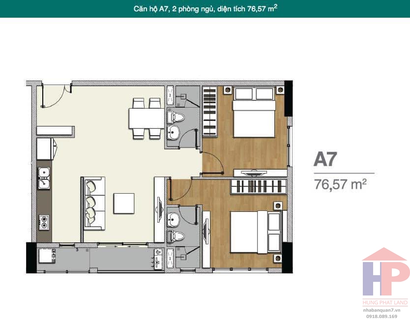 Bán căn hộ Florita, Lô A1 Khu đô thị Him Lam, Phường Tân Hưng Diện tích 77m2 Giá: 3.5 tỷ bao thuế phí LH 0909477288